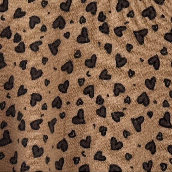 SCOTT & SCOTT LONDON Tan Mini Heart Print Crewneck Cashmere Sweater L - Picture 9 of 10